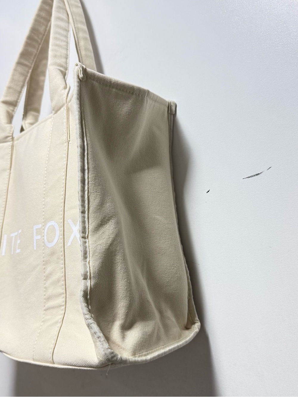 White Fox Boutique Cream Canvas Logo Tote - Picture 4 of 10